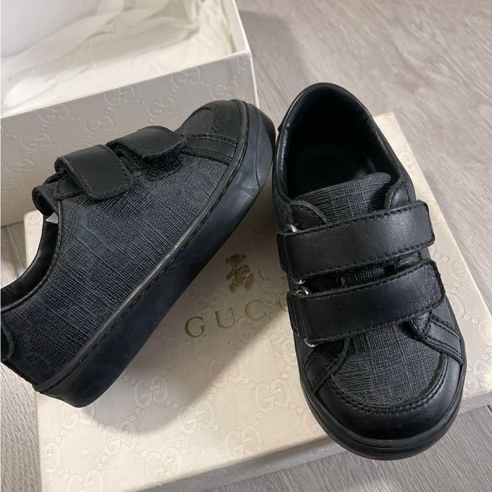 Gucci Kids Black  Leather Sneakers  Low Top